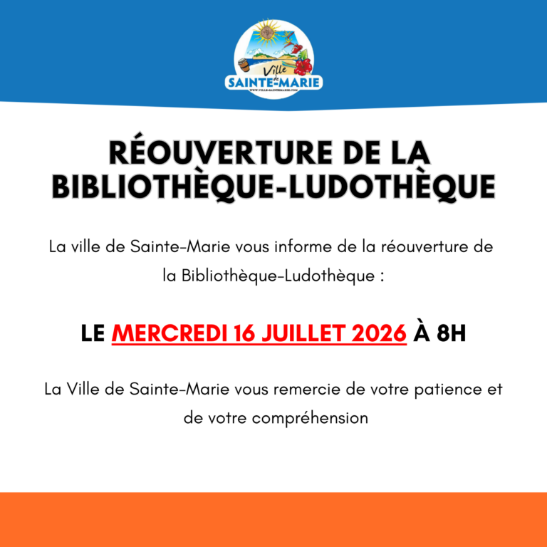 Réouverture de la bibliothèque-ludothèque de Sainte-Marie le 16 juillet 2026