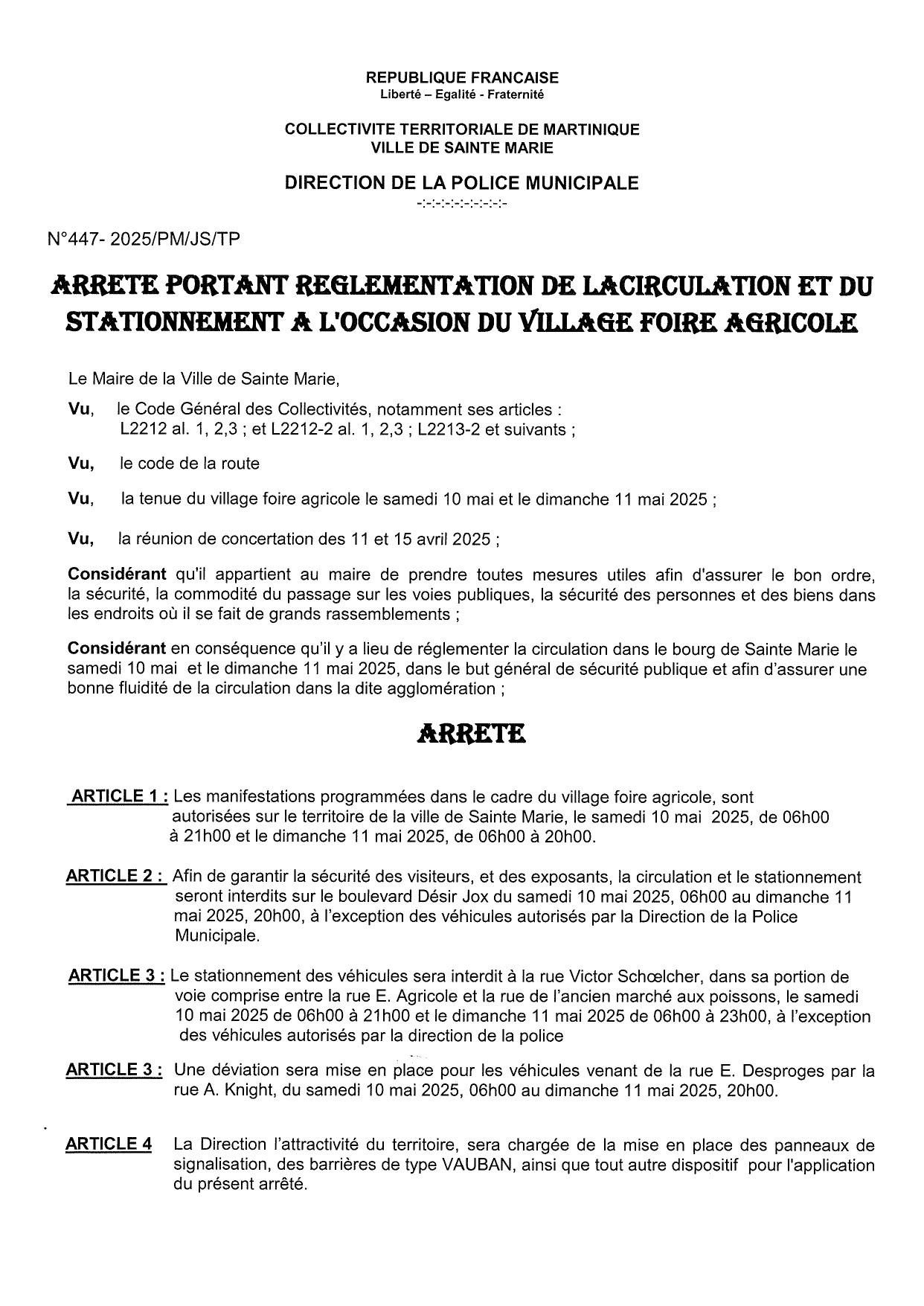 Illustration 2 de l’actualité « FOIRE AGRICOLE : REGLEMENTATION DE LA CIRCULATION ET DU STATIONNEMENT »