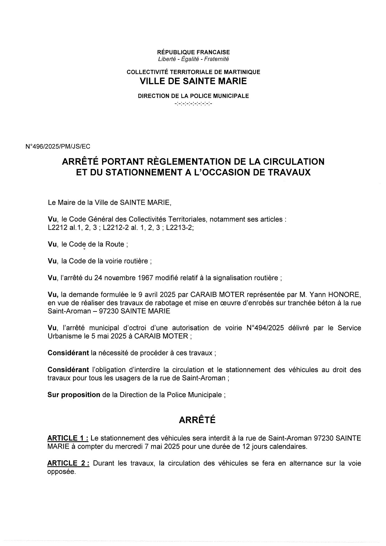 Illustration 2 de lâactualitĂ© « INFO TRAVAUX â RUE DE SAINT-AROMAN »