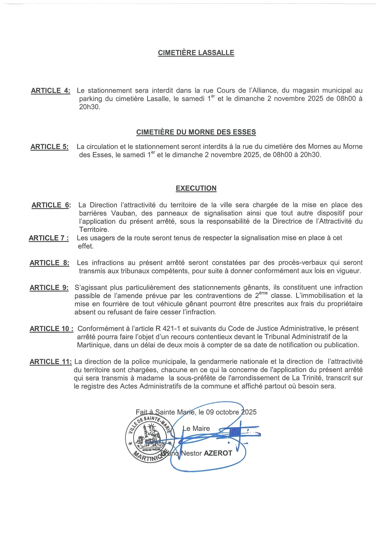 Illustration 2 de l’actualité « REGLEMENTATION DE LA CIRCULATION – FETES DE LA TOUSSAINT ET DES DEFUNTS »