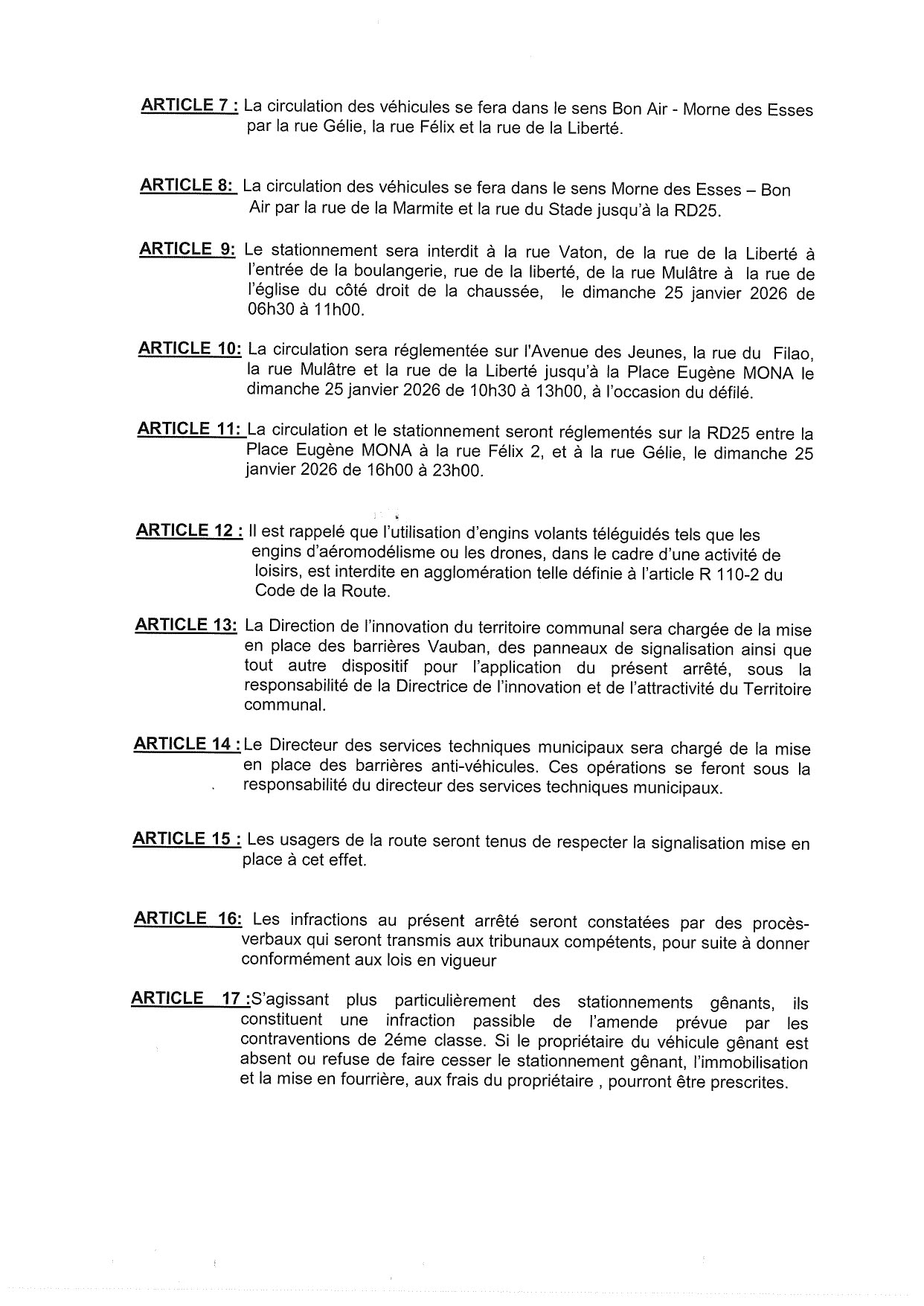 Illustration 3 de l’actualité « INFORMATION A LA POPULATION – FÊTE PATRONALE DU MORNE DES ESSES »