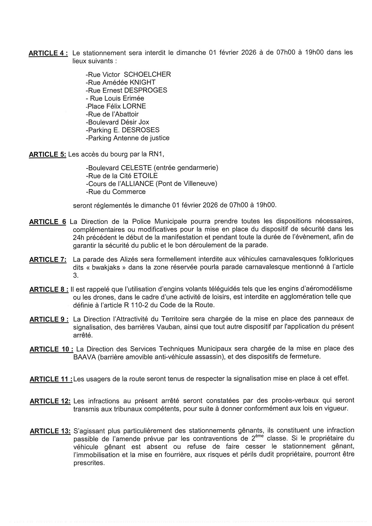 Illustration 3 de l’actualité « INFORMATION CIRCULATION & STATIONNEMENT – PARADE DES ALIZES »