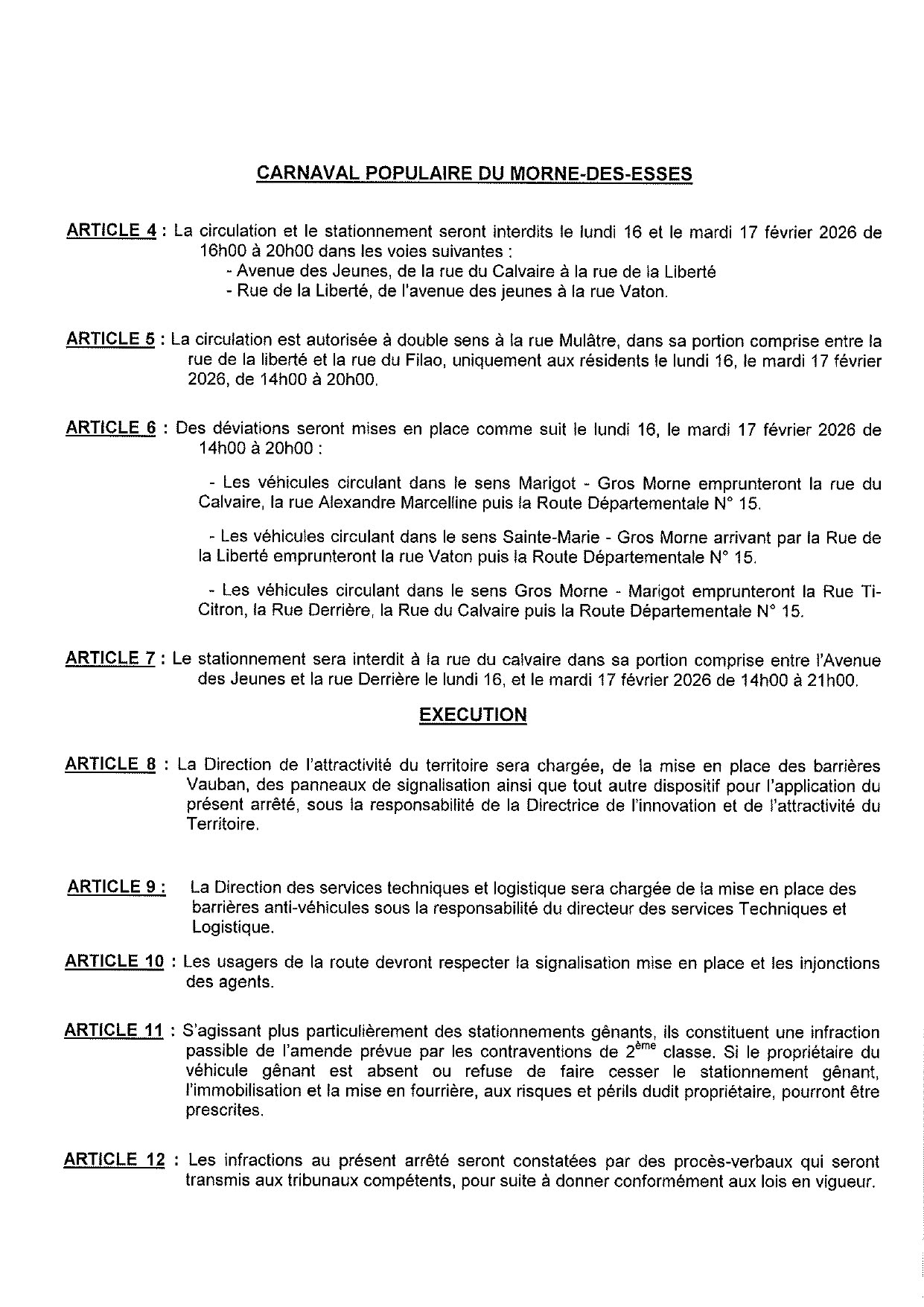 Illustration 1 de l’actualité « INFORMATION CIRCULATION – CARNAVAL POPULAIRE »