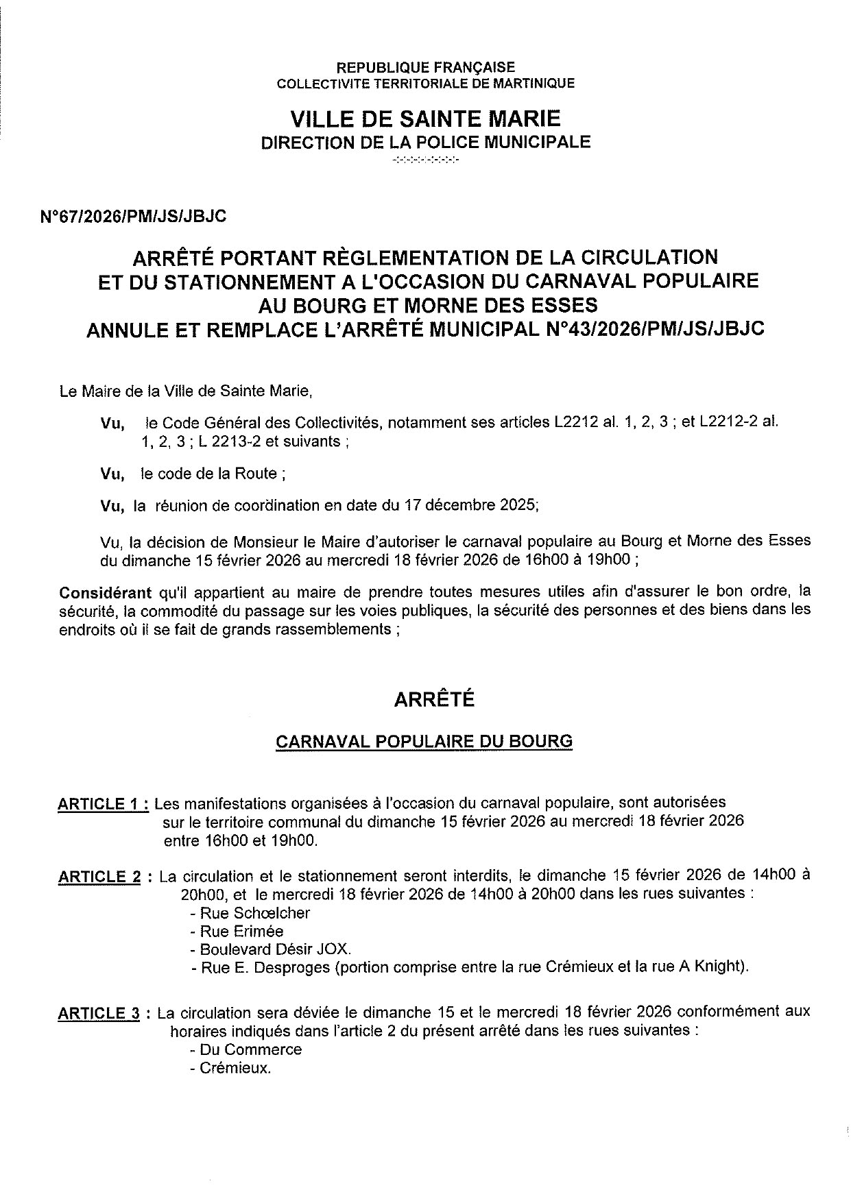 Illustration 2 de l’actualité « INFORMATION CIRCULATION – CARNAVAL POPULAIRE »