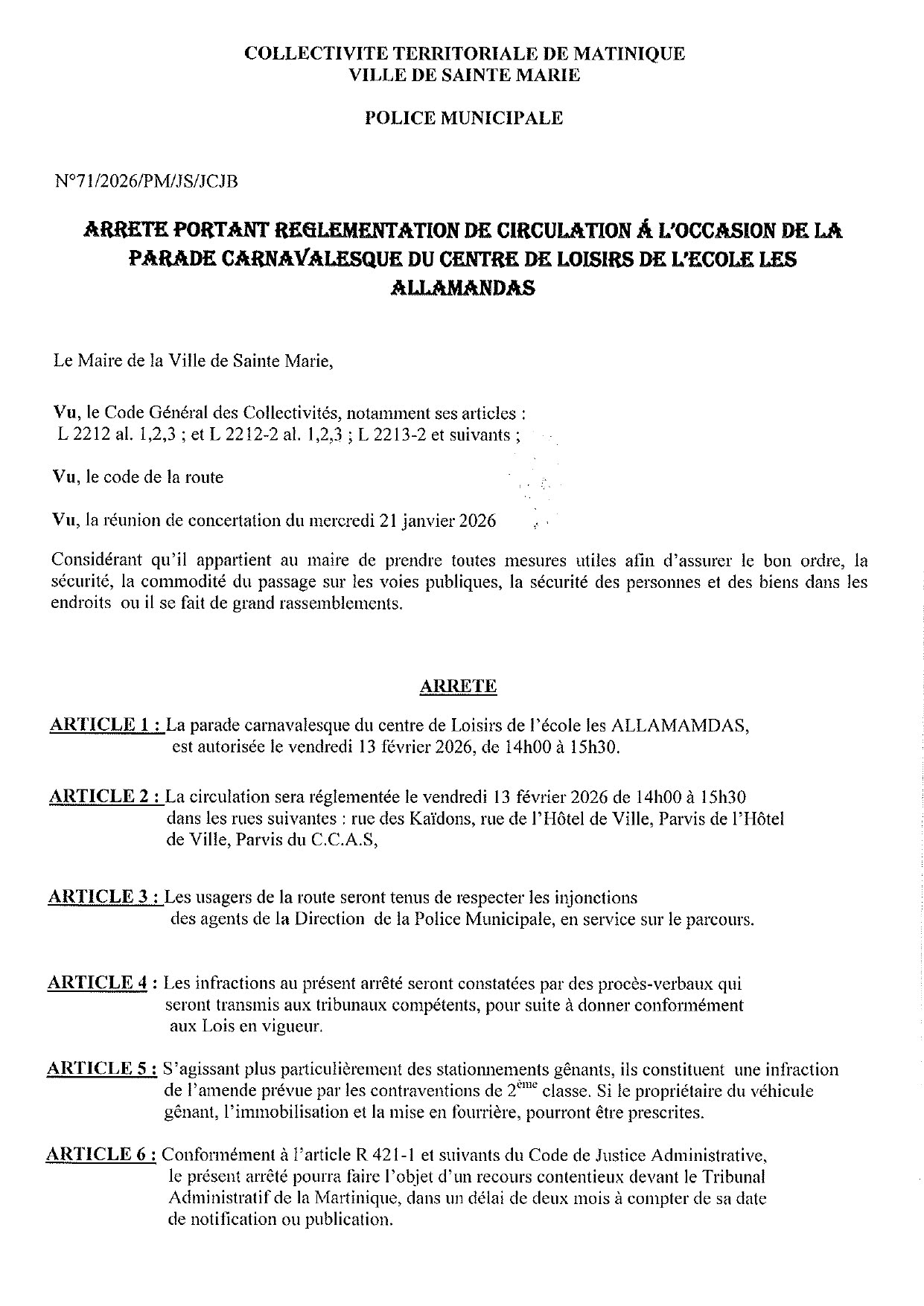 Illustration 2 de l’actualité « INFORMATION CIRCULATION – PARADE CARNAVALESQUE »