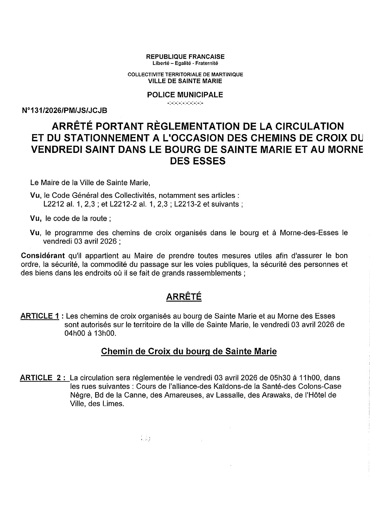 Illustration 1 de l’actualité « CHEMINS DE CROIX – REGLEMENTATION DE LA CIRCULATION ET DU STATIONNEMENT »