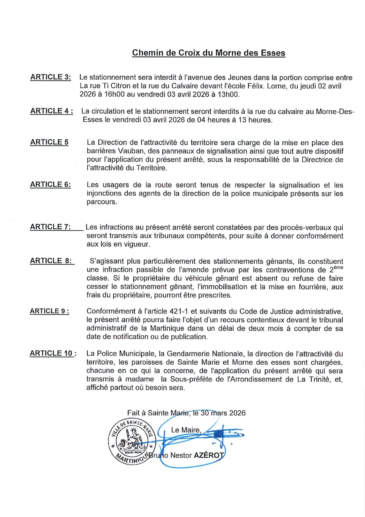 Illustration 2 de l’actualité « CHEMINS DE CROIX – REGLEMENTATION DE LA CIRCULATION ET DU STATIONNEMENT »