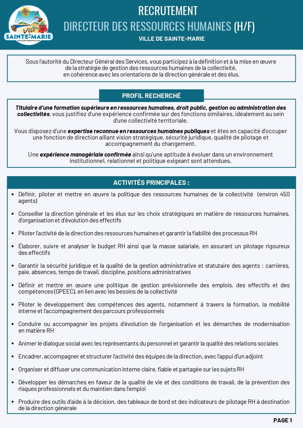 Illustration 2 de l’actualité « RECRUTEMENT : DIRECTEUR(TRICE) DES RESSOURCES HUMAINES »