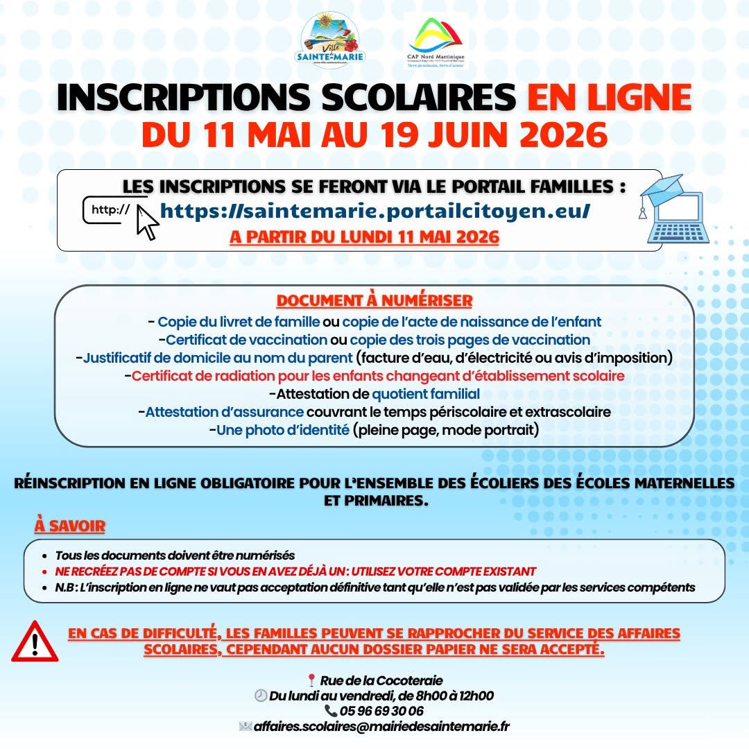 Illustration 1 de l’actualité « INSCRIPTIONS SCOLAIRES 2026/2027 »