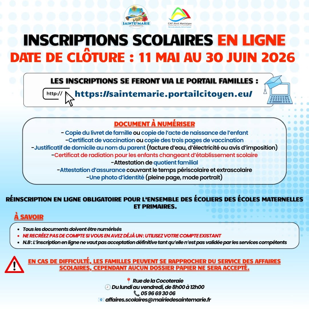 Illustration 1 de l’actualité « RAPPEL – INSCRIPTIONS SCOLAIRES 2026 »