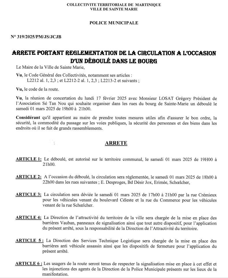 Illustration 3 de l’actualité « ARRETE PORTANT REGLEMENTATION DE LA CIRCULATION A L'OCCASION D'UN DEBOULE DANS LE BOURG »