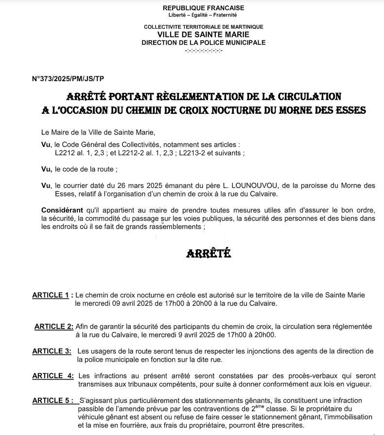 Illustration 1 de l’actualité « RÉGLEMENTATION DE LA CIRCULATION – CHEMIN DE CROIX NOCTURNE »